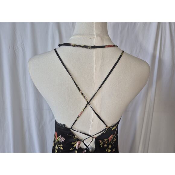 New R13 Womens Black Floral 100% Silk Lace Back Slip Midi Dress Small - Picture 9 of 13